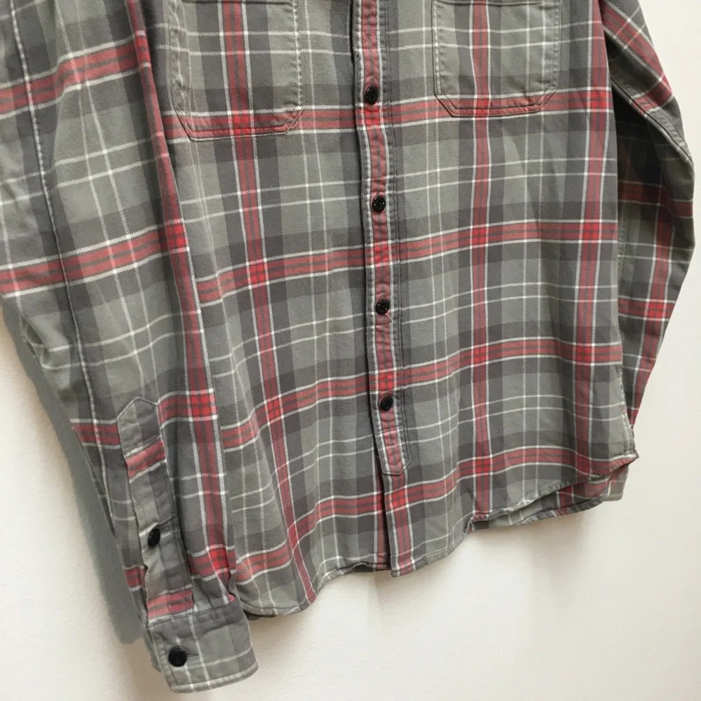 J Crew 100% Cotton Plaid Flannel Large Gray